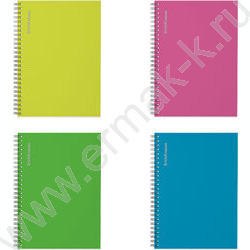 Тетрадь 120л А5 клетка/спираль "Neon" /глянц.лам., тиснен. "лен" NEW | Фото 1