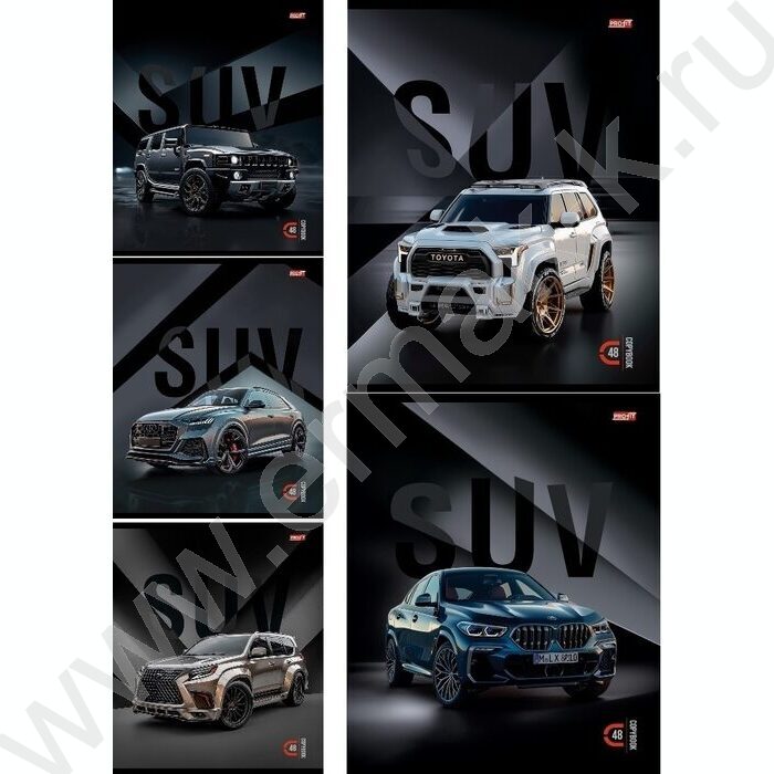 Тетрадь  48л клетка "Блестящие авто" ассорти | Фото 1