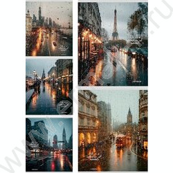 Тетрадь  48л клетка "Дождь в городе" ассорти NEW | Фото 1