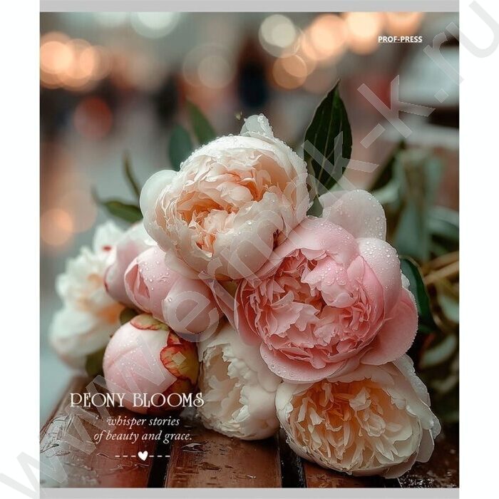 Тетрадь  48л клетка "Нежные пионы-3" ассорти | Фото 2