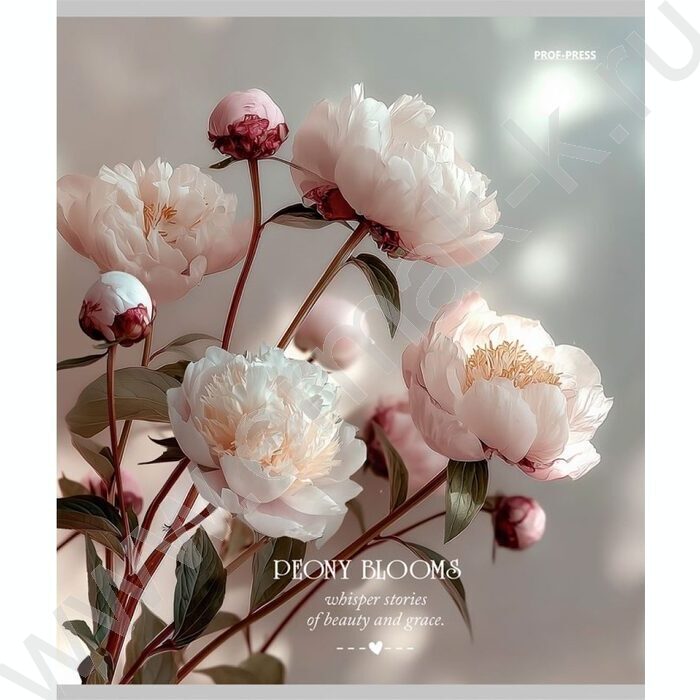 Тетрадь  48л клетка "Нежные пионы-3" ассорти | Фото 3