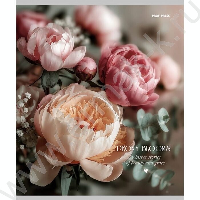 Тетрадь  48л клетка "Нежные пионы-3" ассорти | Фото 6