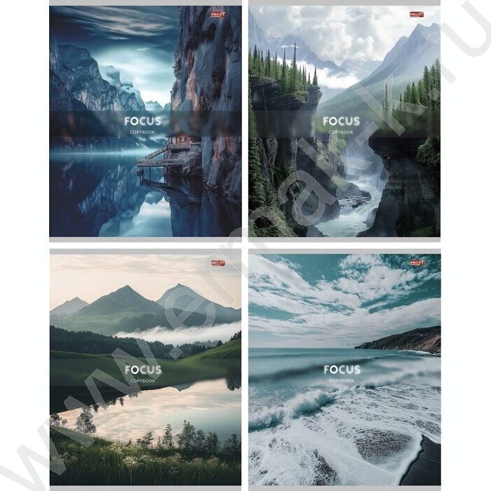 Тетрадь  96л клетка "Горы и вода-1" ассорти | Фото 1