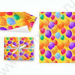 Бумага упаковочная глянцевая 100см*70см Лети в праздник/80гр/м2 1л NEW | Фото 1