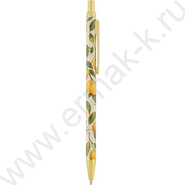 Ручка шар авт Flora.Paradise.Lemons /мет. корп./ цвет чернил синий 0,7мм NEW | Фото 1