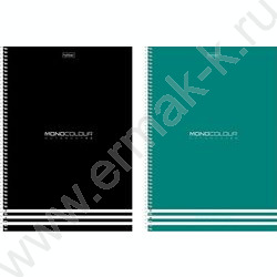 Тетрадь  96л А4 клетка/спираль/перфорация на отрыв "MONOCOLOUR" /мат.ламин.,тиснение/ 2вида NEW | Фото 1