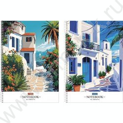 Тетрадь  96л А4 клетка/спираль/перфорация на отрыв "Солнечные кварталы" /тиснение/ 2вида NEW | Фото 1