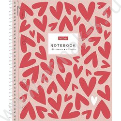 Тетрадь 120л клетка/спираль /3 цв. разделителя, перфорация на отрыв/тв.обл.Soft-touch "LOVE IS.. NEW | Фото 1