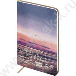 Зап. книжка 96л А6 Escalada.#ДМИТРИЙ ШВЕЦОВ,Морской пейзаж/мягкий переплёт, иск.кожа "Наппа",тис NEW | Фото 1