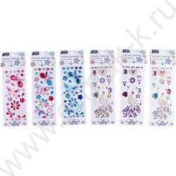 Наклейки-стразы акриловые Ассорти 6 дизайнов ОПП-упаковка с европодвесом NEW | Фото 1