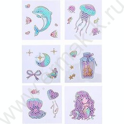 Мозаика алмазная 6,5*8см на стикере, 6шт. в наборе,ОПП-упаковка NEW | Фото 2