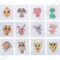 Мозаика алмазная 6,5*8см на стикере, 12шт. в наборе,ОПП-упаковка NEW | Фото 2