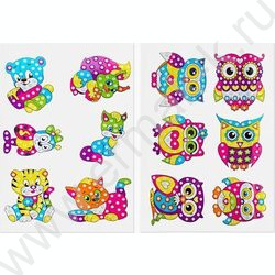 Мозаика алмазная 17,5*12,8см 12 наклеек (2 листа по 6шт),в комплекте: стразы, стилус, желеобразн NEW | Фото 1