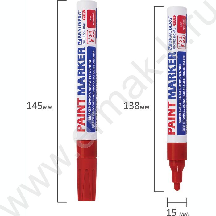 Маркер-краска /красный/ 4мм круг /нитро-основа "PROFESSIONAL PLUS" | Фото 5
