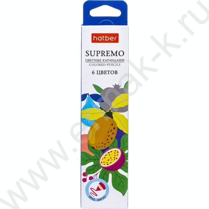 Карандаши   6цв Supremo /мягкий стержень /карт.коробка | Фото 1