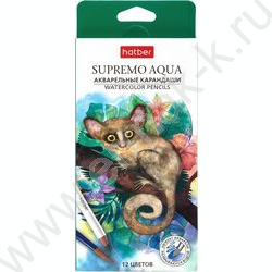Карандаши акварельные 12цв Supremo aqua /круглый корпус /карт.коробка NEW | Фото 1