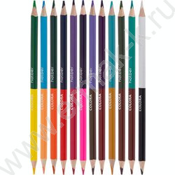 Карандаши  24цв/12шт /двухсторонние, трехгранные, дерево /картон.упак., европодвес NEW | Фото 3