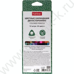 Карандаши  24цв/12шт /двухсторонние, трехгранные, дерево /картон.упак., европодвес NEW | Фото 4