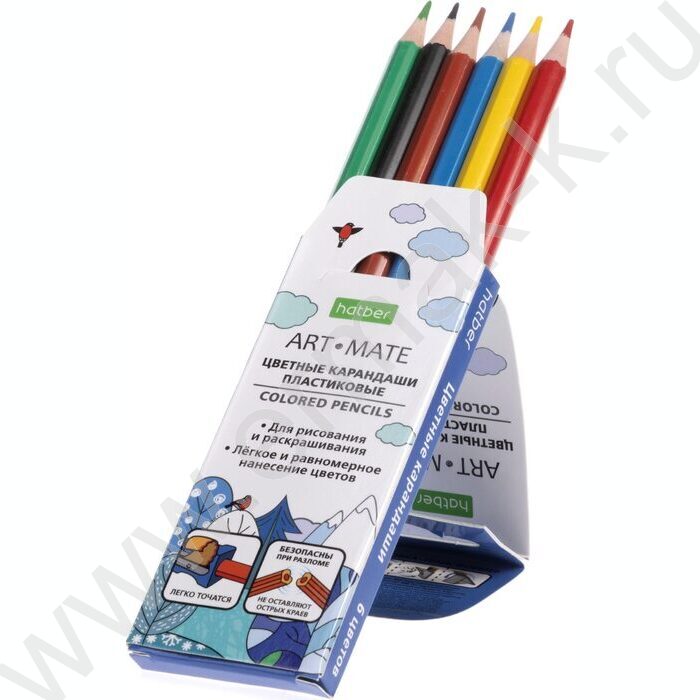 Карандаши пластиковые  6цв Art-Mate /карт. короб. с европодвесом | Фото 2