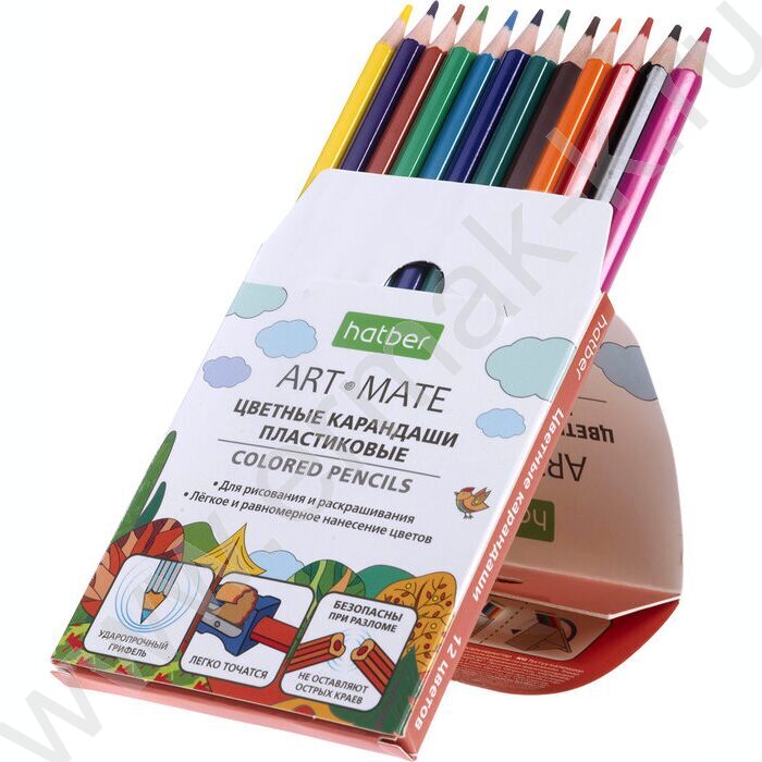 Карандаши пластиковые 12цв Art-Mate /карт. короб. с европодвесом | Фото 2
