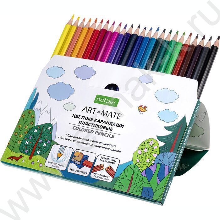 Карандаши пластиковые 24цв Art-Mate /карт. короб. с европодвесом | Фото 2