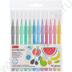 Фломастеры  12цв Supremo, миникисть, пастельные /блистер с европодвесом NEW | Фото 1