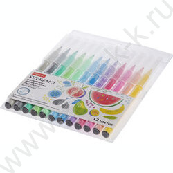 Фломастеры  12цв Supremo, миникисть, пастельные /блистер с европодвесом NEW | Фото 2