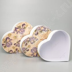 Коробка подарочная 3в1 сердце с прозрачной крышкой, белый 28x25,2x11 / 25,2x23x10 / 23x20,7x8,5с NEW | Фото 1