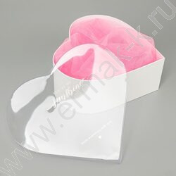 Коробка подарочная 3в1 сердце с прозрачной крышкой, белый 28x25,2x11 / 25,2x23x10 / 23x20,7x8,5с NEW | Фото 4
