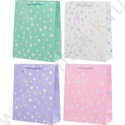 Пакет подарочный бумажный 18*10*23см Ромбики /голографическое тиснение /ассорти NEW | Фото 1