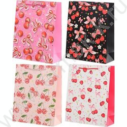 Пакет подарочный бумажный 18*10*23см Вишня /с элементами голографии /ассорти NEW | Фото 1