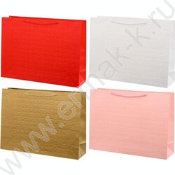 Пакет подарочный бумажный 65*42*20см цветной однотонный (выбитый рисунок-квадраты) /ассорти NEW | Фото 1