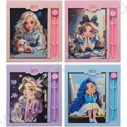 Блокнот  48л 13*18см "Девочки" эамочек,шар.ручка с наконечником; цветная тв.обложка /ассорти/, б NEW | Фото 1