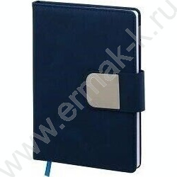 Ежедневник н/дат 14,5*21 116л/кожезаменитель под нубук, синий цвет, металлическая застёжка на ма NEW | Фото 1