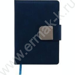 Ежедневник н/дат 14,5*21 116л/кожезаменитель под нубук, синий цвет, металлическая застёжка на ма NEW | Фото 2