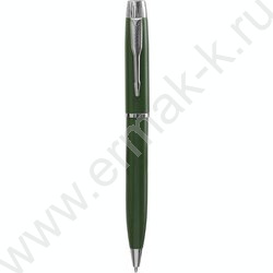 Ручка шар метал пов.мех. 2шт/объёмный зеленый корпус с элементами серебра; цвет чернил-синий; по NEW | Фото 1