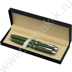Ручка шар метал пов.мех. 2шт/объёмный зеленый корпус с элементами серебра; цвет чернил-синий; по NEW | Фото 4