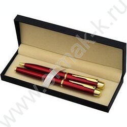 Ручка шар метал пов.мех. 2шт/объёмный красный корпус с элементами золота; цвет чернил-синий; под NEW | Фото 4