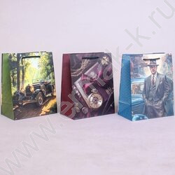 Пакет подарочный бумажный 18*23см Мужской микс NEW | Фото 2