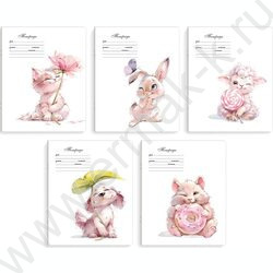 Тетрадь  12л клетка "Акварельные зверушки" /выборочный  УФ-лак/ ассорти NEW | Фото 1