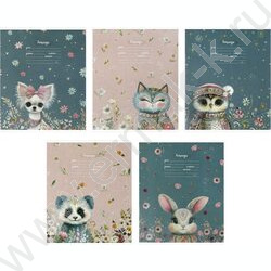 Тетрадь  12л клетка "Сказочные животные" /выборочный  УФ-лак/ ассорти NEW | Фото 1