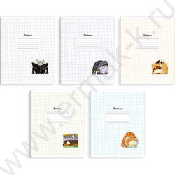 Тетрадь  12л клетка "Озорные коты" /выборочный  УФ-лак/ ассорти NEW | Фото 1