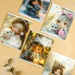 Тетрадь  12л линейка "Девочки с котятами" /выборочный  УФ-лак/ ассорти NEW | Фото 6