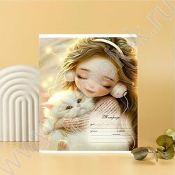 Тетрадь  12л линейка "Девочки с котятами" /выборочный  УФ-лак/ ассорти NEW | Фото 8