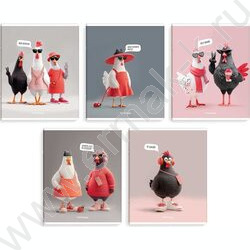 Тетрадь  48л клетка "Стильные курочки" /выборочный  УФ-лак/ ассорти NEW | Фото 1