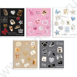 Тетрадь  48л клетка "Стикеры" /тиснение фольгой/ ассорти NEW | Фото 1