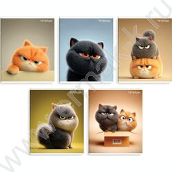 Тетрадь  48л клетка "Котяры" /конгрев + выборочный ТВИН УФ-лак/ ассорти NEW | Фото 1