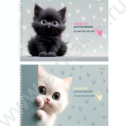 Альбом д/рисования-спираль 20л "Милые котики-3" NEW | Фото 1