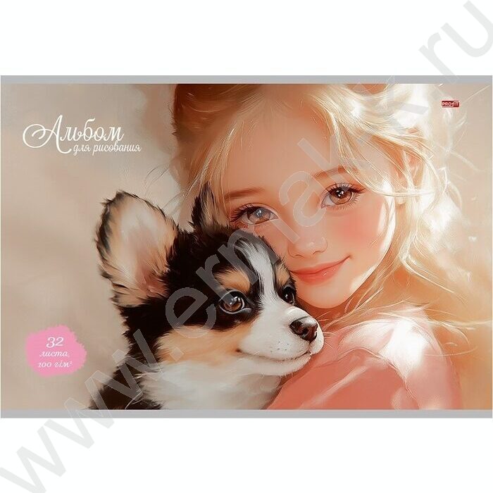 Альбом д/рисования 32л "Девочка и зверушка" ассорти NEW | Фото 3