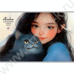 Альбом д/рисования 40л "Девочка и зверята" ассорти NEW | Фото 4